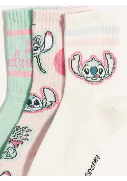Kız Çocuk Disney Lilo & Stitch 3'lü Pamuklu Uzun Çorap F4322A8NS modelleri