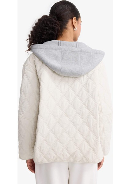 Su Geçirmez Çift Taraflı Regular Fit Kapitoneli Çıtçıtlı Mont E8698AX25AU