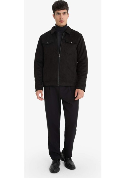 Slim Fit Dar Kesim Gömlek Yaka Fermuarlı İç Cepli Süet Mevsimlik Baharlık Ceket Mont A3254AX25AU fiyatları