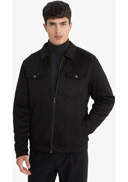 Slim Fit Dar Kesim Gömlek Yaka Fermuarlı İç Cepli Süet Mevsimlik Baharlık Ceket Mont A3254AX25AU modelleri