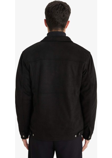 Slim Fit Dar Kesim Gömlek Yaka Fermuarlı İç Cepli Süet Mevsimlik Baharlık Ceket Mont A3254AX25AU