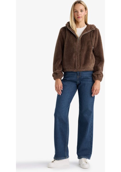 Regular Fit Polar Astarlı Kapüşonlu Fermuarlı Suni Kürk F2148AX25WN fiyatları