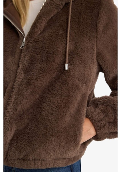 Regular Fit Polar Astarlı Kapüşonlu Fermuarlı Suni Kürk F2148AX25WN indirimleri