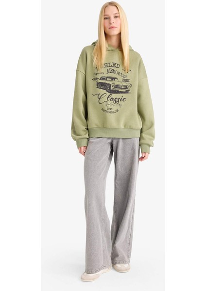 Overshirt Fit Kapüşonlu Baskılı Sweatshirt F9432AX25WN fiyatları