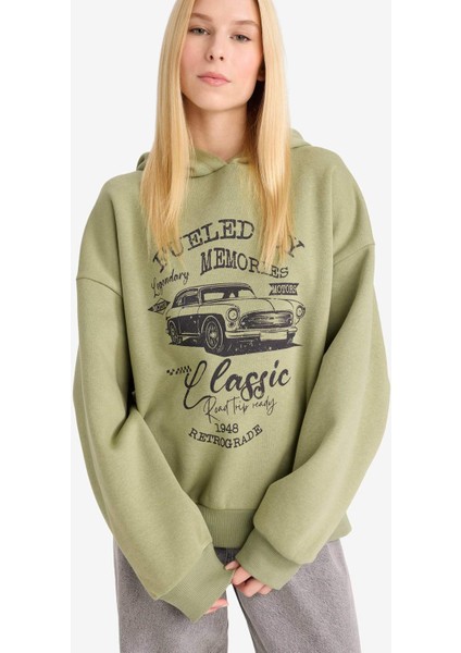 Overshirt Fit Kapüşonlu Baskılı Sweatshirt F9432AX25WN modelleri