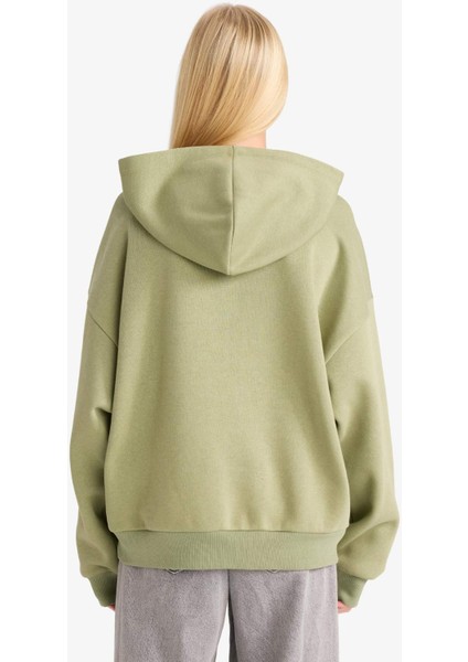 Overshirt Fit Kapüşonlu Baskılı Sweatshirt F9432AX25WN