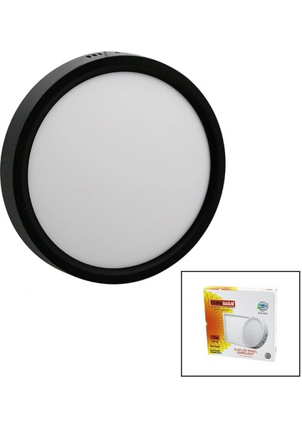 Nisaluce EPL-18SÜ 18W Siyah Metal Kasa Sıva Üstü Yuvarlak LED Slim Panel 1260LM BEYAZ=6500K 30.000 Saat Ömür (4887)