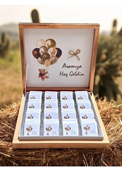 İsme Özel Balonlu Bebek Çikolatası 48 Adet Elit Sütlü Madlen Şık Kutuda indirimleri