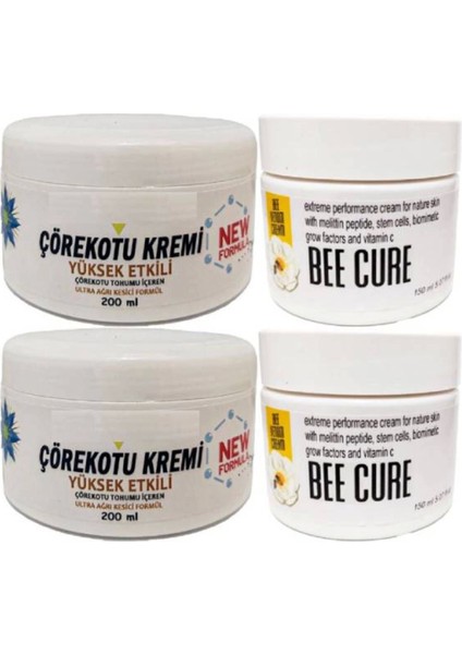 Çörek Otu Kremi Xl Boy Vücut Adale Sızıları Için 2X200 Ml+Bee Cure Krem 2X150 ml