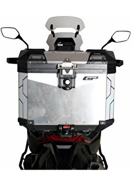Alüminyum Motosiklet Çantası 37 lt Gri Renk Güvenli Kilit Sistemi ile fiyatları