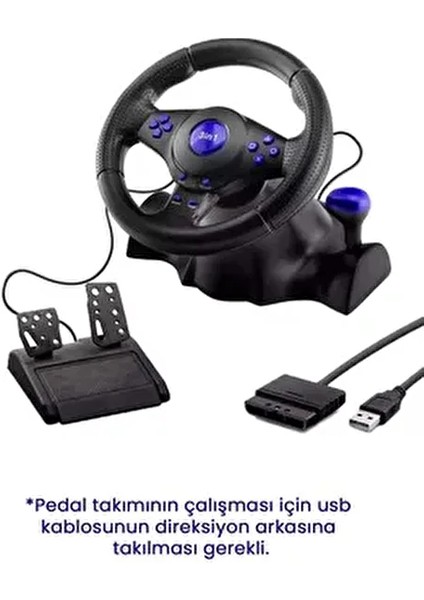 VW9803 Oyun Direksiyon Seti Siyah Renkli 3'ü 1 Arada Playstation 3 Uyumlu modelleri