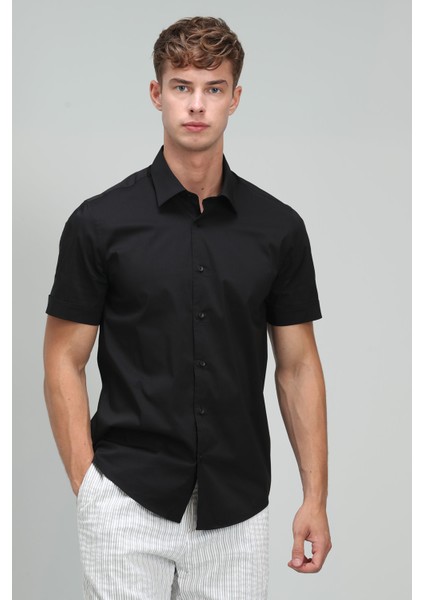 Arus Erkek Smart Gömlek Slim Fit Siyah