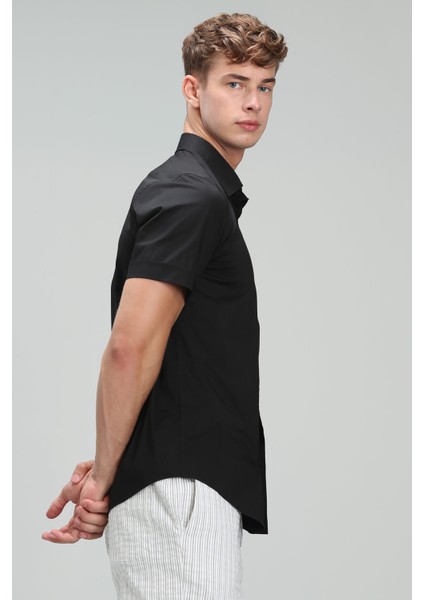 Arus Erkek Smart Gömlek Slim Fit Siyah