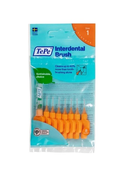 Orta Sert Turuncu 0,45 mm Plastik Saplı Arayüz Diş Fırçası 8'li Paket – Unisex, Türkiye Üretimi