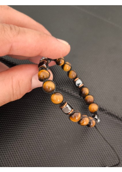 Mikro Zirkon Aparat-8 mm Özel Seri Kaplangözü-Hematit Doğaltaş Bileklik Takı Aksesuar Erkek Bileklik Kadın Bileklik indirimleri