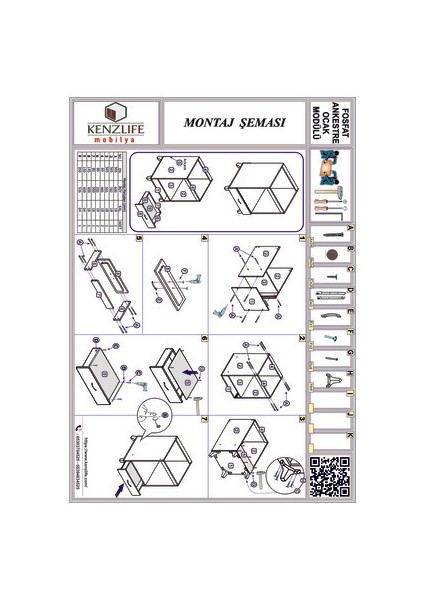 Kenzlife ankastre modülü kabini vanadyum3 byz fırın ocak dolabı kapaklı