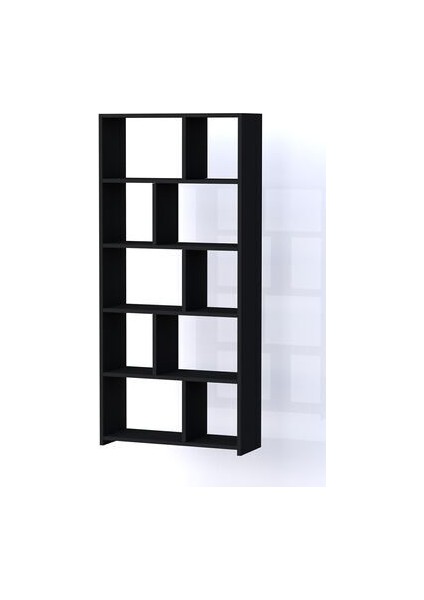 London Modern Siyah Kitaplık 5 Raflı Suntalam Malzeme ile 70 cm Genişlik 160 cm Yükseklik indirimleri