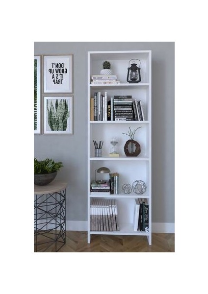 Pınar Beyaz 5 Raflı Kitaplık Modern Tasarım Suntalam Malzeme 169 cm Yükseklik modelleri