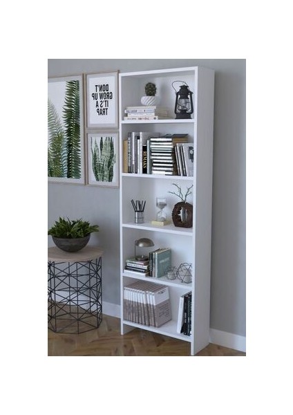 Pınar Beyaz 5 Raflı Kitaplık Modern Tasarım Suntalam Malzeme 169 cm Yükseklik fırsatları