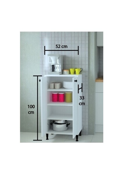 Çok Amaçlı Bodrum Dolap Beyaz Suntalam Malzeme ile 100 cm Yükseklik 52 cm Genişlik fırsatları