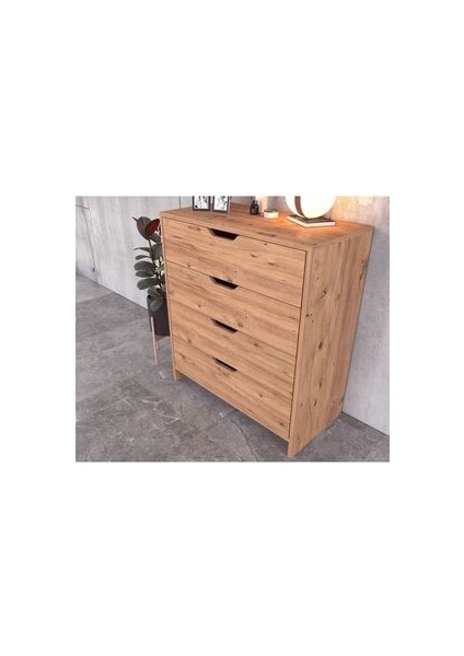 Efes 4 Çekmeceli Modern Şifonyer Atlantik Çam 80 cm Genişlik 83 cm Yükseklik fiyatları