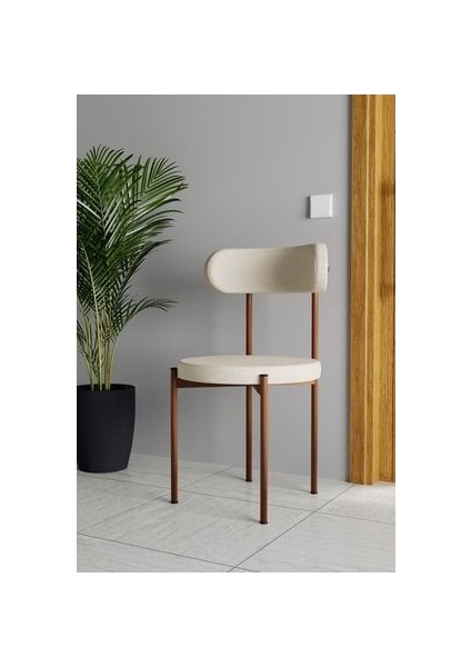 Trend Mutfak Masası Sandalyesi Krem-Kahve Metal Yapı Ergonomik Tasarım 2 Adet indirimleri