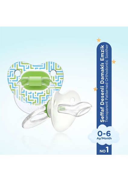 Şeffaf Desenli Damaklı Emzik No:3 Yeşil 18+ Ay indirimleri