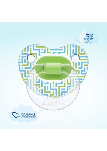 Şeffaf Desenli Damaklı Emzik No:3 Yeşil 18+ Ay