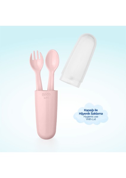 Saklama Kutulu Çatal Kaşık Seti Pembe indirimleri