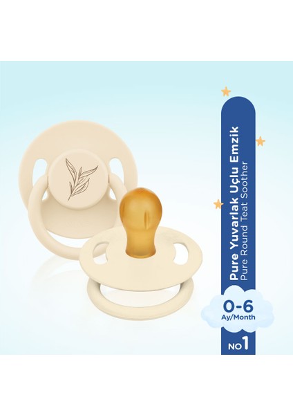 Pure Yuvarlak Uçlu Kauçuk Emzik No:1 Krem 0-6 Ay fırsatları