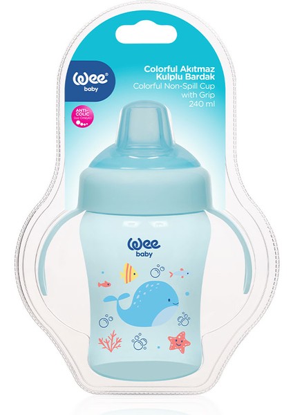 Colorful Akıtmaz Kulplu Antikolik Bardak 240 ml Mavi indirimleri