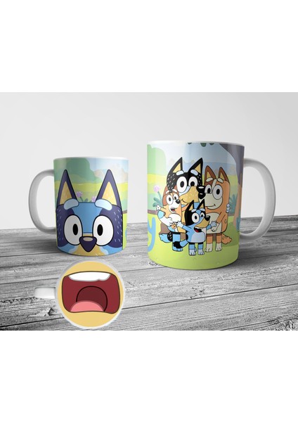 Bluey Dad Alt Tabanı Ağız Desenli Kupa Bardak modelleri