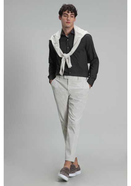 Austın Erkek Basic Gömlek Slim Fit Siyah