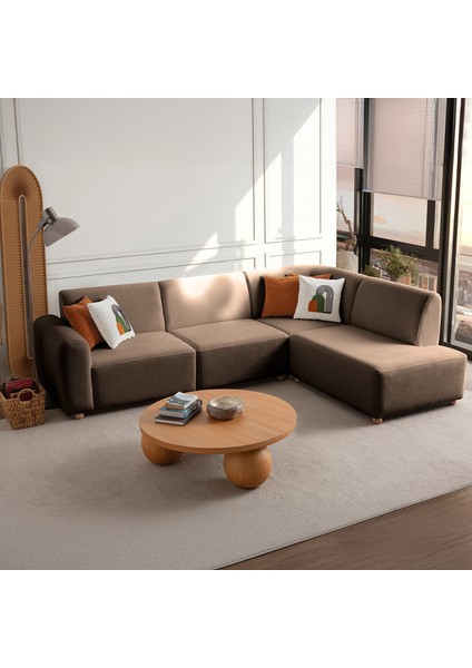 Sloft Köşe Koltuk Takımı Kahverengi Sağ Köşe
