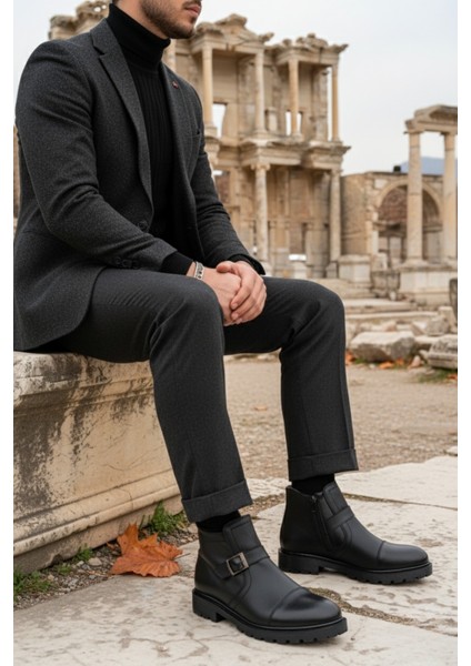 M1001 Garantili Su&soğuk Geçirmez Kürklü Garantili Unisex Kışlık Fermuarlı Bot Kauçuk Taban Sağlam Bot