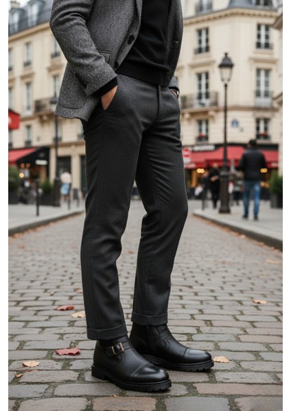 M1001 Garantili Su&soğuk Geçirmez Kürklü Garantili Unisex Kışlık Fermuarlı Bot Kauçuk Taban Sağlam Bot