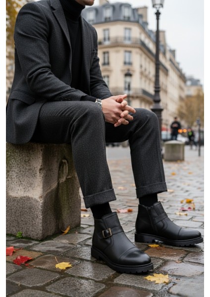 M1001 Garantili Su&soğuk Geçirmez Kürklü Garantili Unisex Kışlık Fermuarlı Bot Kauçuk Taban Sağlam Bot