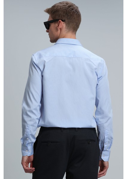 Newer Erkek Basic Gömlek Comfort Fit Mavi