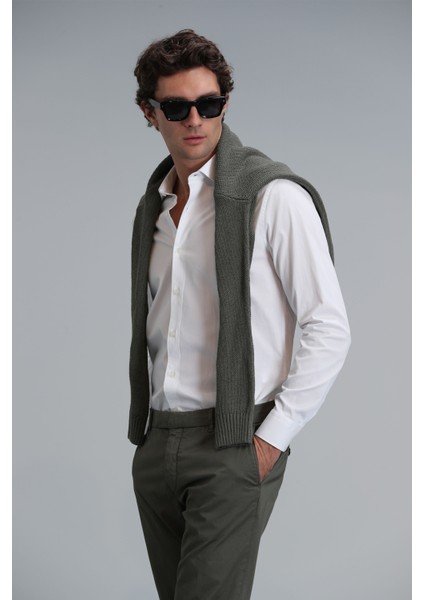 Mega Erkek Basic Gömlek Comfort Fit Beyaz