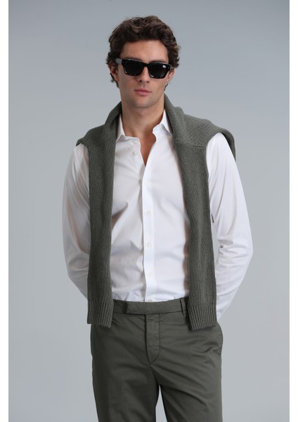 Mega Erkek Basic Gömlek Comfort Fit Beyaz