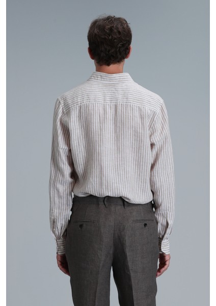 Tamar Erkek Basic Gömlek Regular Fit Bej