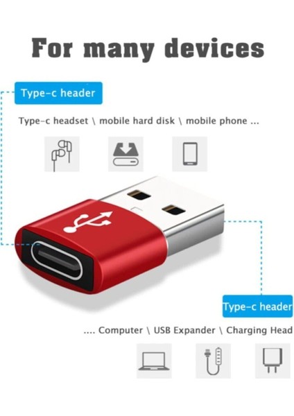 Erkek USB To Dişi Type-C Çevirici Data Otg Adaptör Dönüştürücü modelleri