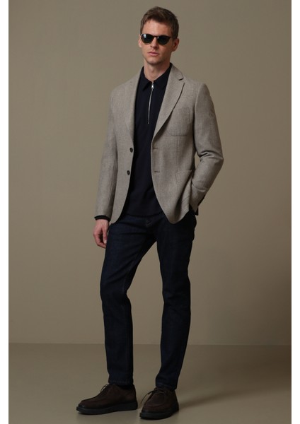 Gabrıel Spor Erkek Blazer Ceket Slim Fit Kahverengi