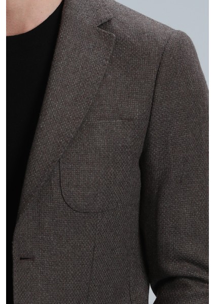 Gabrıel Spor Erkek Blazer Ceket Slim Fit Kahverengi