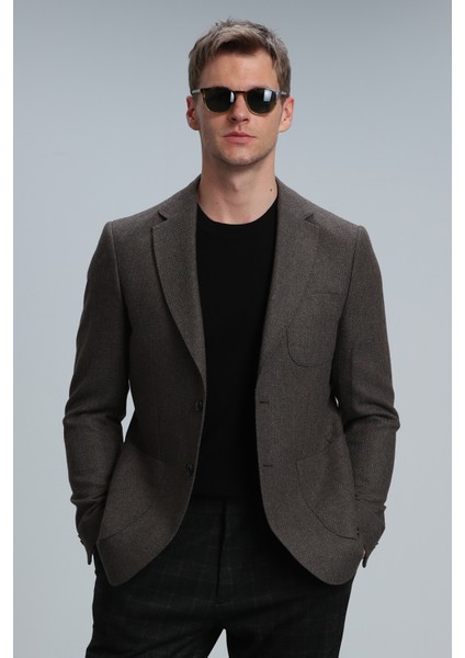 Gabrıel Spor Erkek Blazer Ceket Slim Fit Kahverengi