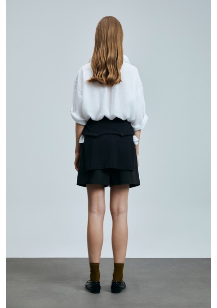 Born Kadın Keten Gömlek Siyah