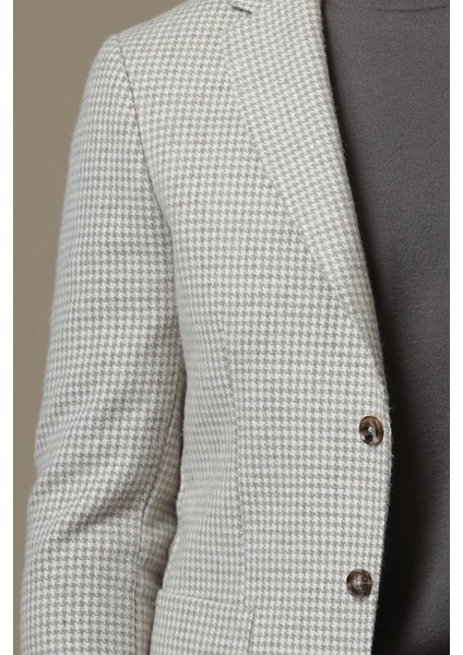 Afel Spor Erkek Blazer Ceket Slim Fit Bej