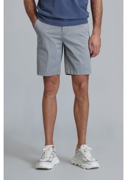 Zegler Spor Erkek Chino Şort Slim Fit Gri
