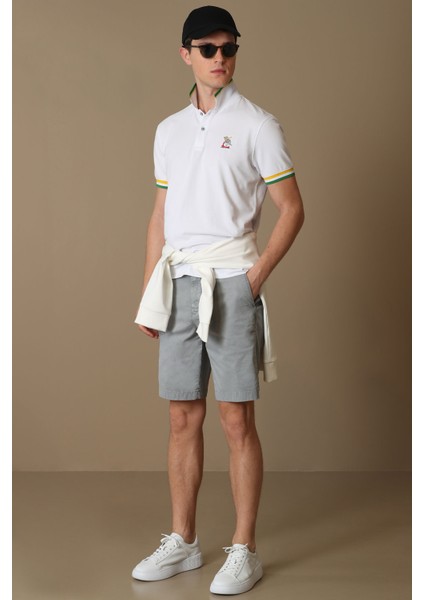 Zegler Spor Erkek Chino Şort Slim Fit Mavi