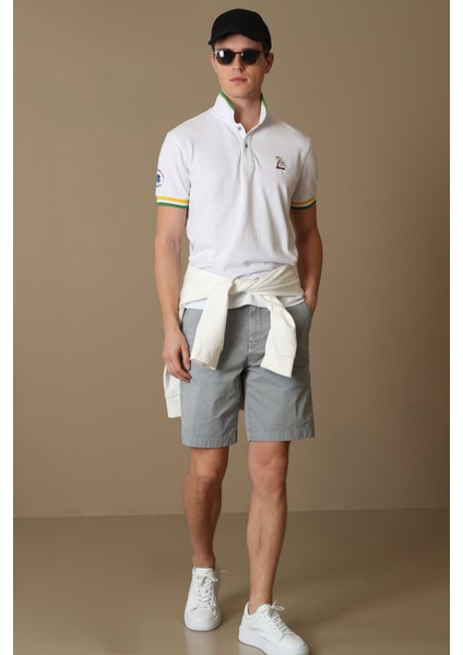 Zegler Spor Erkek Chino Şort Slim Fit Mavi